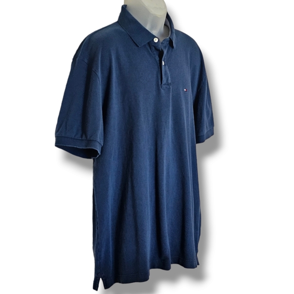 Tommy Hilfiger Mens Polo Shirt Flag Logo Short Sleeve Navy Blue Size XXL - Picture 3 of 8